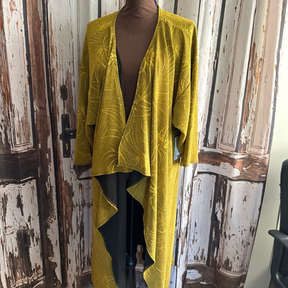 Lularoe Shirley large Mustard Yellow Open Front Cardigan